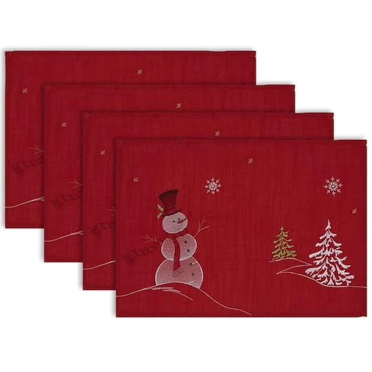 DII® Embroidered Snowman Placemats, 4ct. 1 DII® Embroidered Snowman Placemats, 4ct.