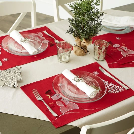 DII® Embroidered Snowman Placemats, 4ct. 10 DII® Embroidered Snowman Placemats, 4ct. - Image 10