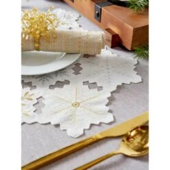 DII® Embroidered Snowflake Placemats, 4ct. -Northlight Shop D540029S 8