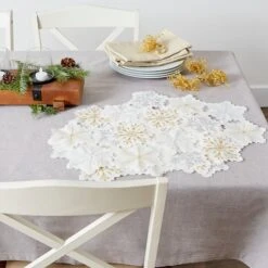 DII® Embroidered Snowflake Placemats, 4ct. -Northlight Shop D540029S 9