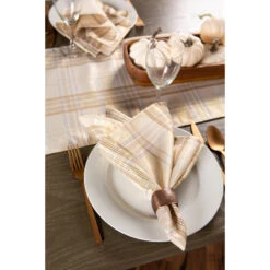 DII® 72" Metallic Cream Plaid Table Runner -Northlight Shop D540093S 4