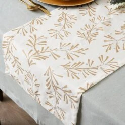 DII® 72" Metallic Holly Leaves Table Runner -Northlight Shop D540101S 11