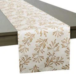 DII® 72" Metallic Holly Leaves Table Runner -Northlight Shop D540101S 6
