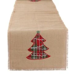 DIIĀ® 108" Embroidered Tree Burlap Table Runner