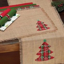 DII® 108" Embroidered Tree Burlap Table Runner 14 DII® 108" Embroidered Tree Burlap Table Runner -Northlight Shop D540105S 6