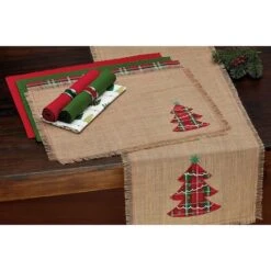 DII® 72" Embroidered Tree Burlap Table Runner -Northlight Shop D540106S 6
