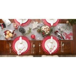 DII® 70" Grey Snowman Embroidered Table Runner -Northlight Shop D540118S 7