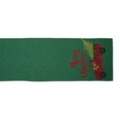 DII® 70" Green Merry Christmas Truck Embroidered Table Runner -Northlight Shop D540120S 2