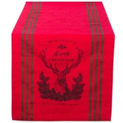 DIIĀ® 108" Red Stag Christmas Print Table Runner