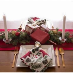 DII® 108" Red Stag Christmas Print Table Runner -Northlight Shop D540122S 4
