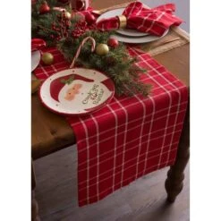 DII® 72" Holly Berry Plaid Table Runner 11 DII® 72" Holly Berry Plaid Table Runner -Northlight Shop D540137S 3