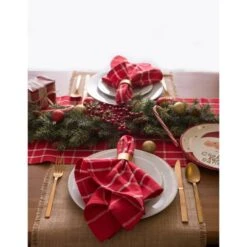 DII® 72" Holly Berry Plaid Table Runner 15 DII® 72" Holly Berry Plaid Table Runner -Northlight Shop D540137S 6