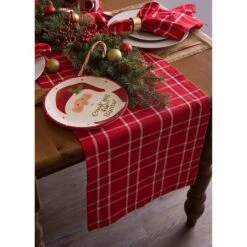DII® 108" Holly Berry Plaid Table Runner -Northlight Shop D540138S 7