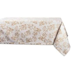 DIIĀ® 84" Metallic Holly Leaves Tablecloth
