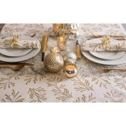 DII® 84" Metallic Holly Leaves Tablecloth -Northlight Shop D540161S 8