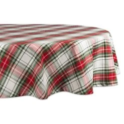 DIIĀ® 70" Round Christmas Plaid Tablecloth