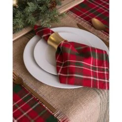 DII® 52" Tartan Holly Plaid Tablecloth -Northlight Shop D540181S 5