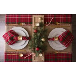DII® 52" Tartan Holly Plaid Tablecloth -Northlight Shop D540181S 6