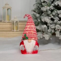 22" Lit Gnome With Red Hat Sculpture -Northlight Shop D544196S 2