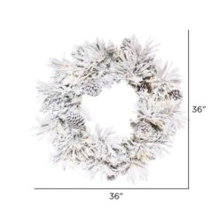 36" Warm White LED Flocked Atka Pine Wreath 5 36" Warm White LED Flocked Atka Pine Wreath -Northlight Shop D575219S 2