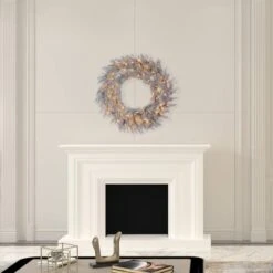 36" Warm White Dura-Lit® LED Platinum Fir Wreath -Northlight Shop D575231S 2