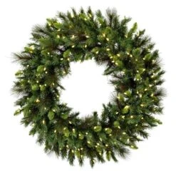 24" Warm White LED Bangor Mixed Pine Artificial Christmas Wreath