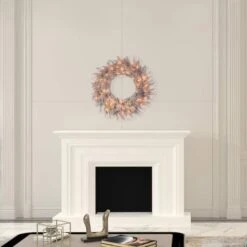 30" Pre-Lit Platinum Fir Artificial Christmas Wreath, Clear Dura-lit Incandescent Lights -Northlight Shop D575292S 2