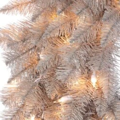 30" Pre-Lit Platinum Fir Artificial Christmas Wreath, Clear Dura-lit Incandescent Lights -Northlight Shop D575292S 3