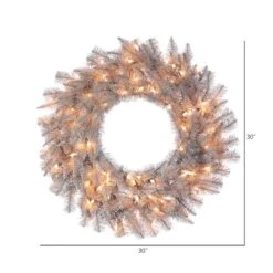 30" Pre-Lit Platinum Fir Artificial Christmas Wreath, Clear Dura-lit Incandescent Lights -Northlight Shop D575292S 4