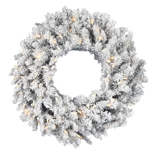 24" Pre-Lit Frosted Silver Artificial Christmas Wreath, Warm White Dura-lit LED Lights 1 24" Pre-Lit Frosted Silver Artificial Christmas Wreath, Warm White Dura-lit LED Lights