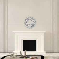 24" Pre-Lit Frosted Silver Artificial Christmas Wreath, Warm White Dura-lit LED Lights 6 24" Pre-Lit Frosted Silver Artificial Christmas Wreath, Warm White Dura-lit LED Lights -Northlight Shop D575297S 2