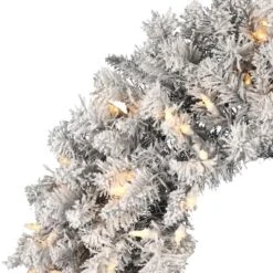 24" Pre-Lit Frosted Silver Artificial Christmas Wreath, Warm White Dura-lit LED Lights 7 24" Pre-Lit Frosted Silver Artificial Christmas Wreath, Warm White Dura-lit LED Lights -Northlight Shop D575297S 3