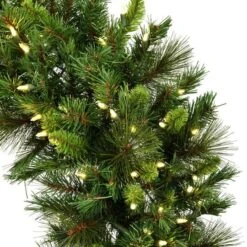 48" Bangor Mixed Pine Wreath, Warm White Dura-Lit® LED Mini Lights -Northlight Shop D575300S 2