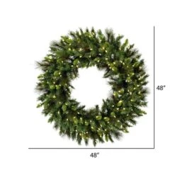 48" Bangor Mixed Pine Wreath, Warm White Dura-Lit® LED Mini Lights -Northlight Shop D575300S 3