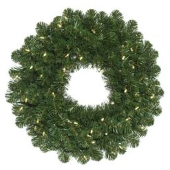 20" Pre-Lit Oregon Fir Artificial Christmas Wreath, Warm White LED Wide Angle Lights