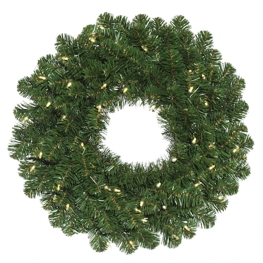 24" Pre-Lit Oregon Fir Artificial Christmas Wreath, Warm White LED Wide Angle Lights 2 24" Pre-Lit Oregon Fir Artificial Christmas Wreath, Warm White LED Wide Angle Lights - Image 2