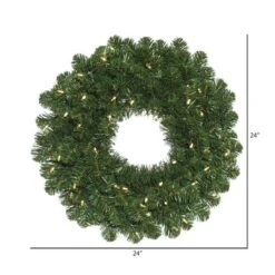 24" Pre-Lit Oregon Fir Artificial Christmas Wreath, Warm White LED Wide Angle Lights 5 24" Pre-Lit Oregon Fir Artificial Christmas Wreath, Warm White LED Wide Angle Lights -Northlight Shop D575327S 2