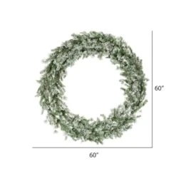 60" Pre-Lit Flocked Kiana Artificial Christmas Wreath, Warm White Dura-Lit® LED Mini Lights -Northlight Shop D575351S 5