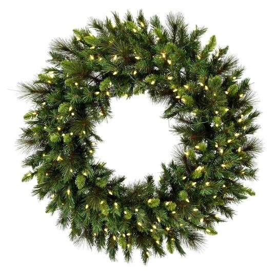 30" White Mini LED Lights Bangor Mixed Pine Artificial Christmas Wreath 1 30" White Mini LED Lights Bangor Mixed Pine Artificial Christmas Wreath
