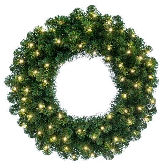 30" Oregon Fir Christmas Wreath, Warm White LED Lights 1 30" Oregon Fir Christmas Wreath, Warm White LED Lights