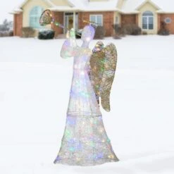 60'' Trumpeting White Angel With Multicolor LED Lights Decoration -Northlight Shop D619780S 12
