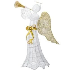 51" Pre-Lit LED Gold & White Trumpeting Angel -Northlight Shop D619795S 15