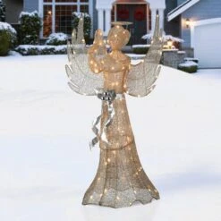 53" Pre-Lit LED Champagne Gold Praying Angel -Northlight Shop D619797S 12