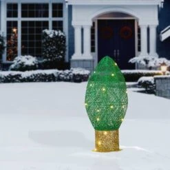 20" Pre-Lit Green Christmas Light Bulb Decoration -Northlight Shop D619799S 12