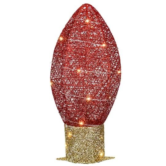 20" Pre-Lit LED Red Christmas Light Bulb Decoration 1 20" Pre-Lit LED Red Christmas Light Bulb Decoration