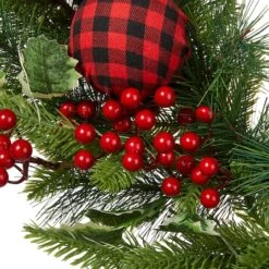 Glitzhome® 24" Pre-Lit Ornament, Berry, Holly & Pine Wreath -Northlight Shop D652252S 6