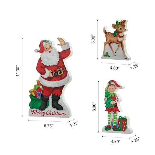 Glitzhome® Wooden Christmas Santa, Elf & Reindeer Table Décor Set 7 Glitzhome® Wooden Christmas Santa, Elf & Reindeer Table Décor Set - Image 7