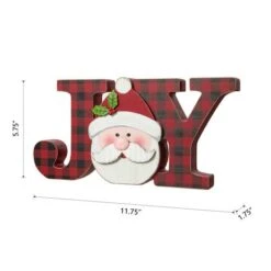Glitzhome® 11.75'' JOY Wooden Christmas Plaid Table Décor -Northlight Shop D652317S 7