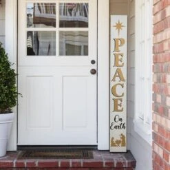 Glitzhome® 60'' PEACE Nativity Wooden Porch Sign -Northlight Shop D652319S 2