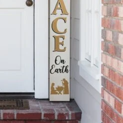 Glitzhome® 60'' PEACE Nativity Wooden Porch Sign -Northlight Shop D652319S 3